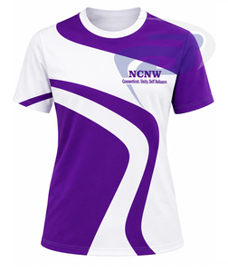 Camiseta de Mujer de la Hermandad NCNW, con Estampado Geométrico Morado y Blanco, Manga Corta, Corte Regular, 100% Algodón Transpirable, con Letras Griegas - Product Image 1