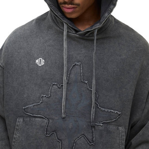 เสื้อฮู้ดดี้ผู้ชายผ้าคอตตอนย้อมสีแบบแอซิดวอช  ลายกราฟิกสตรีทแวร์  งานปักคุณภาพสูง  ออกแบบได้ตามสั่ง  น้ำหนักมาก  ขายส่ง - Product Image 5