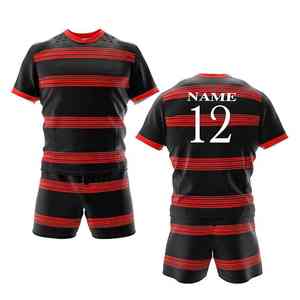 Professional rugby uniform sets with lightweight short sleeve jersey and shorts for better movement performance and durability - Product Image 1