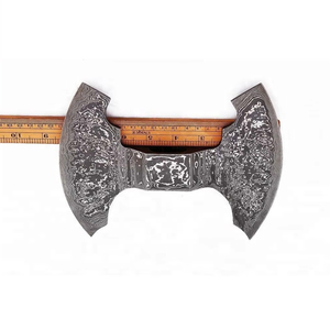 Hacha Vikinga de Doble Hoja con Cabeza de Acero de Damasco Forjado, Multifuncional, de Lujo, de 11 Pulgadas, con Borde Liso - Product Image 3
