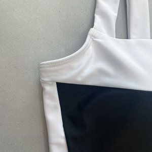 Custom Made <b>High</b> Waisted Crew <b>Neck</b> Racerback Women's <b>Swimsuit</b> Set Tummy Control Seamless Solid Knit Ribbed - Product Image 5