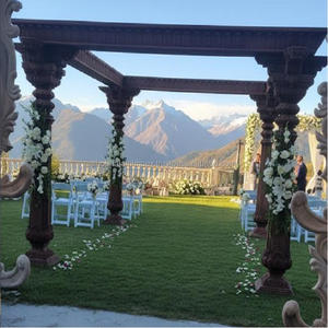 wooden Look Fiber Wedding Mandap Classic Carved Wooden Look Elephant Design Durable FRP Material Custom Packaging - Product Image 1