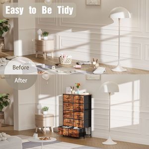 Sweetcrispy Tour de rangement en tissu à 12 tiroirs Commode de chambre à coucher à cadre en métal robuste avec tiroirs pour un rangement organisé - Product Image 3