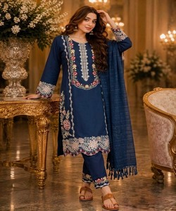 Ensemble Anarkali brodé en rayonne, imprimé feuille d'or, tenue de mariage, vêtements ethniques traditionnels, ensemble de soirée pour femmes 86041 AAROHI- PD1160 - Product Image 1