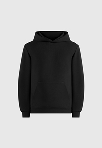 เสื้อสเวตเชิ้ตผู้ชายสีดำมีฮู้ด ผ้าฟลีซ ทรงปกติ สีพื้น สวมใส่สบายๆ สำหรับฤดูใบไม้ร่วง มีกระเป๋าหน้า - Product Image 3