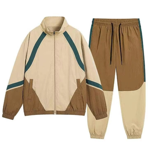 Color Block Nylon <b>Windbreaker</b> Tracksuit Set <b>Black</b> Purple Retro Hip Hop Jacket Jogger Set - Product Image 3
