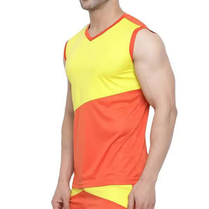 Camiseta deportiva sin mangas para hombre, de alto rendimiento, transpirable, de mezcla de algodón, que absorbe la humedad y se seca rápidamente. - Product Image 3