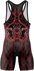 Débardeur de lutte pour homme, imprimé intégral motif géométrique, en Spandex et Polyester, anti-humidité, coupe ajustée, taille élastique - Product Image 4