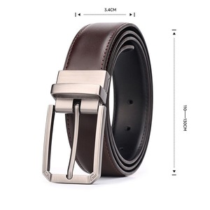 Ceinture en cuir formelle pour homme, bleu marine uni, en cuir de vachette, avec boucle à ardillon, pour tenue de travail - Product Image 4