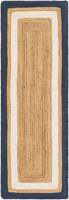 Navy Blue And White Border Natural Jute Handmade Runner Rug For Kitchen Hallway Entryway Home Decor