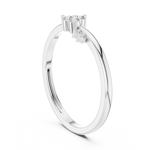 Anillos Minimalistas de Oro Blanco de 18 Quilates con Diamantes Cultivados en Laboratorio con Corte Brillante CELEST FLORAL, Chapados en Rodio, para Fiestas, Regalo Glamuroso de San Valentín - Product Image 2