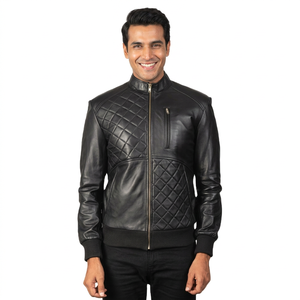 Men's Durable PU <b>Leather</b> Jacket with Stand Collar Autumn Winter <b>High</b> Fashion Canvas Pockets <b>Top</b> Seller jacket for men - Product Image 1