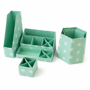 Boîte de rangement écologique en papier recyclé fait main pour bureau et école, ensemble de papeterie durable, outils de rangement personnalisables avec logo et couleur - Product Image 1