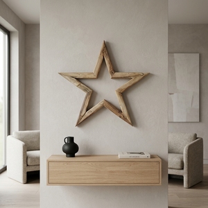 Starline Sculpture d'étoile en bois artisanale, style rustique et céleste, pour décoration de table et murale, pièce maîtresse décorative pour la maison - Product Image 4