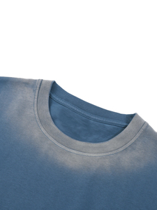 T-shirt pour homme à col rond et manches courtes, effet dégradé, coupe ample, couleur unie, décontracté, tissu jersey 100% coton - Product Image 5