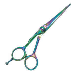 High Quality Titanium Coated Hair Scissors Sharp Straight Blade Barber Salon Cutting <b>Shears</b> Rainbow Finish - Product Image 2