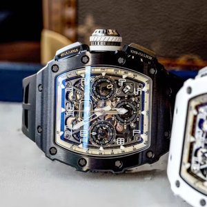 Reloj Mecánico para Hombre y Mujer con Correa de Acero Inoxidable y Caucho, Cronógrafo Flyback, Calendario Anual, Esfera Esqueletizada, Reloj Deportivo para Hombre - Product Image 5