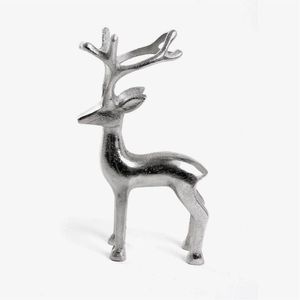 Anneaux de serviette en métal faits à la main en forme de renne, en aluminium moulé argenté, pour la décoration de table de Noël, de luxe, pour salle à manger et hôtellerie - Product Image 1