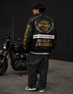 Chaqueta de Cuero Negra Unisex Extra Grande H-D, Manga Larga, Logotipo Frontal, Resistente al Viento, para Motocicleta, Bordado 3D, Impresión por Transferencia de Calor - Product Image 4