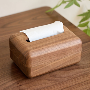 Caja de pañuelos de madera natural ecológica de alta calidad con un diseño único para una vida sostenible de Blossom Craft India. - Product Image 1