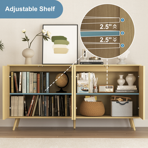 Credenza Lunga a 4 Ante in Legno, Mobile Buffet, Consolle, Bar per Caffè, per Soggiorno e Stoccaggio - Product Image 3