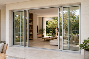 Porte coulissante de patio moderne en alliage d'aluminium avec double vitrage en verre trempé, isolation phonique, usage intérieur/commercial - Product Image 4