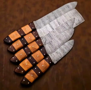 LEGACY BLADES Luxury Damascus Steel Chef <b>Knife</b> <b>Set</b> with Rosewood Handles 5-Piece Ambidextrous Sustainable & Durable Construction - Product Image 1