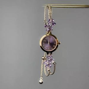 2026 New Factory wholesale round wisteria flower <b>adjustable</b> <b>bracelet</b> luxurious retro style watch daily women ladies wristwatch - Product Image 3