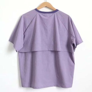 T-shirt décontracté pour homme, coupe oversize, manches raglan violettes, col rond, tricoté, couleur unie, bordure contrastante, design épuré - Product Image 2
