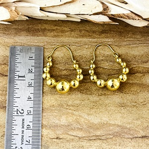 ต่างหูห่วงประดับลูกปัดแบบโบโฮ ต่างหูทองเหลืองชุบทอง 18K สำหรับผู้หญิง ต่างหูห่วงทรงกลมสไตล์ชนเผ่า สำหรับขายส่ง/OEM/ODM - Product Image 4
