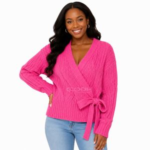 Cosh International Sisterhood Sorority Women's Autumn Vintage V-Neck Knitted <b>Cardigan</b> <b>Sweater</b> Loose Fit Solid Color Button - Product Image 1