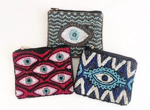 Monedero de moda con cuentas, hecho a mano, mini cartera con cremallera para mujer, colección de tela - Product Image 4