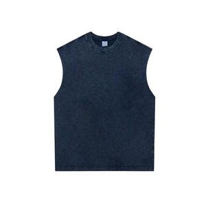 Camiseta sin mangas acanalada personalizada para hombre, corte holgado, para gimnasio, con borde sin rematar, estilo urbano, 100% algodón, de secado rápido y transpirable - Product Image 6