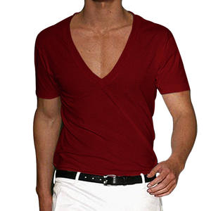 Camisetas de Cuello en V para Hombre, de Algodón, para Hacer Ejercicio, Camiseta de Algodón y Poliéster, Lisa, 180 g/m², Ajuste Estándar - Product Image 6