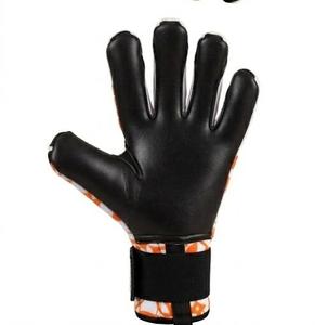 White And Orange Football Goalkeeper Gloves With Black Wrist <b>Strap</b> Pu Leather Non Slip Finger Protection Unisex - Product Image 3