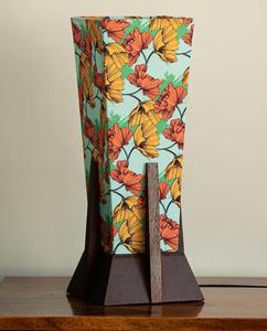 Asian Style Wooden Table <b>Lamp</b> with Multicolored Floral Fabric Shade <b>Warm</b> White Light for Bedroom Decorative Lighting - Product Image 2