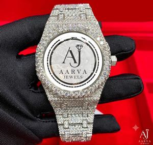 Montre mécanique de luxe Ice Cube, analogique, or blanc, bracelet en cristal, cadran de 28 mm, incrustation de diamants, style bijoux de cérémonie - Product Image 2