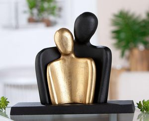 Escultura Decorativa Artística de 8D x 23W x 19.5H para Mesa de Salón, Tema de Amor, Diseño Hecho a Mano en Negro y Dorado - Product Image 4