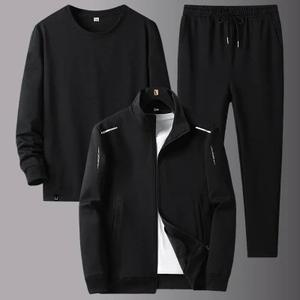 Ensemble de sport trois pièces pour homme : sweat à capuche, veste et pantalon de survêtement décontractés pour adultes – Collection automne – Personnalisation du logo acceptée - Product Image 3