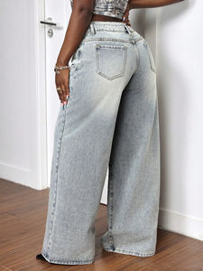 Jeans de Mujer Estilo Urbano Vintage Lavados de Cintura Alta 2026 Tallas Grandes Estilo Holgado a la Moda para Damas - Product Image 3