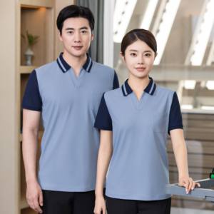 Uniforme de personnel de nettoyage d'hôtel DHL 2024-12, printemps-été, manches courtes, 100% coton, vêtements de service professionnels - Product Image 1