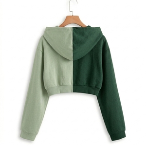 cotton fleece Casual Cropped <b>Hoodie</b> Pullover Crop Tops Women's <b>Workout</b> Drawstring Crop Tops <b>Hoodie</b> - Product Image 2