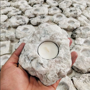 Portavelas de Piedra Natural Tallada a Mano, Piedra de Luna Arcoíris, Ágata, Gema Curativa, Venta al por Mayor - Product Image 3
