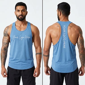 Débardeurs de musculation respirants à col rond et compression 220g pour hommes, en coton, style décontracté et sportif - Product Image 5