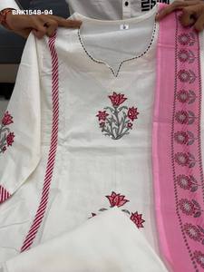 Best Quality Jaipuri Taj Cotton with Hand-<b>Block</b> <b>Print</b> & Handwork Butta Ghera Kurta-Plazzo-Dupatta Set Supplier from India - Product Image 6