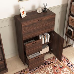 <b>Small</b> Spaces Home/Dormitory Bar <b>Cabinet</b> with <b>Storage</b> Drawer and Shelves Fold-up Desktop - Product Image 6