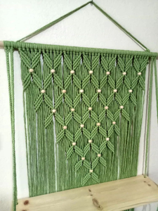 Green Cotton Rope Macrame Wall <b>Shelf</b> with <b>Pine</b> Wood Handmade Hanging <b>Shelf</b> for Home Decoration and Storage Rack - Product Image 2