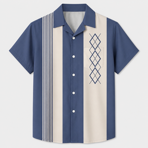 Camisa Casual de Manga Corta para Hombre, Color Beige, Elegante, Mezcla de Algodón/Poliéster, Secado Rápido, Ecológica, Transpirable, Diseño Contemporáneo - Product Image 1