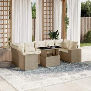 Jardin # Ensemble de canapés modulaires en rotin PE beige 7 pièces Comfort - Product Image 1