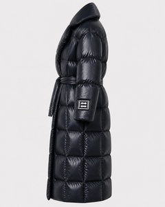 Manteau long en duvet pour femme, veste matelassée imperméable coupe-vent thermique pour l'hiver avec ceinture, manteau long en duvet - Product Image 4